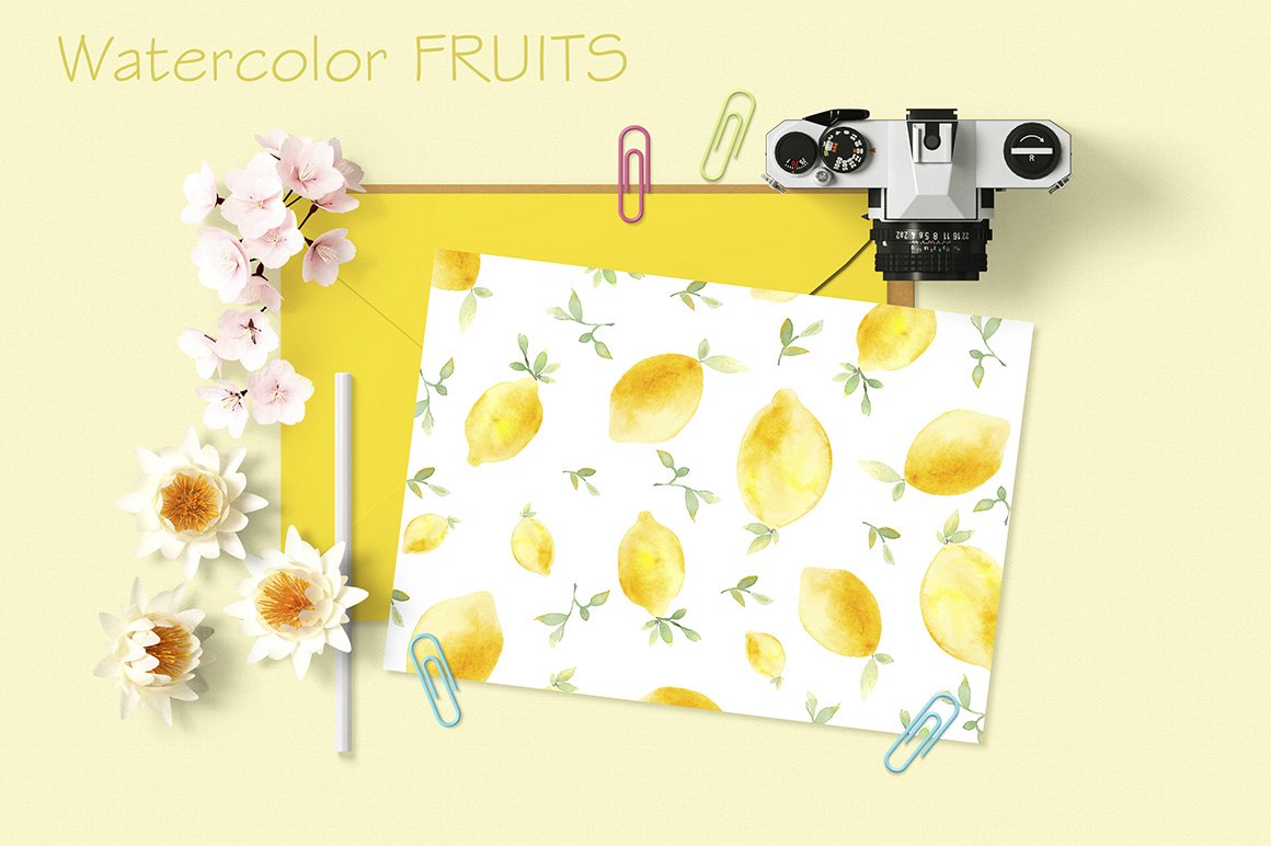 Watercolor lemon and peach patterns cover image.