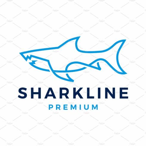 shark monoline line art logo vector cover image.