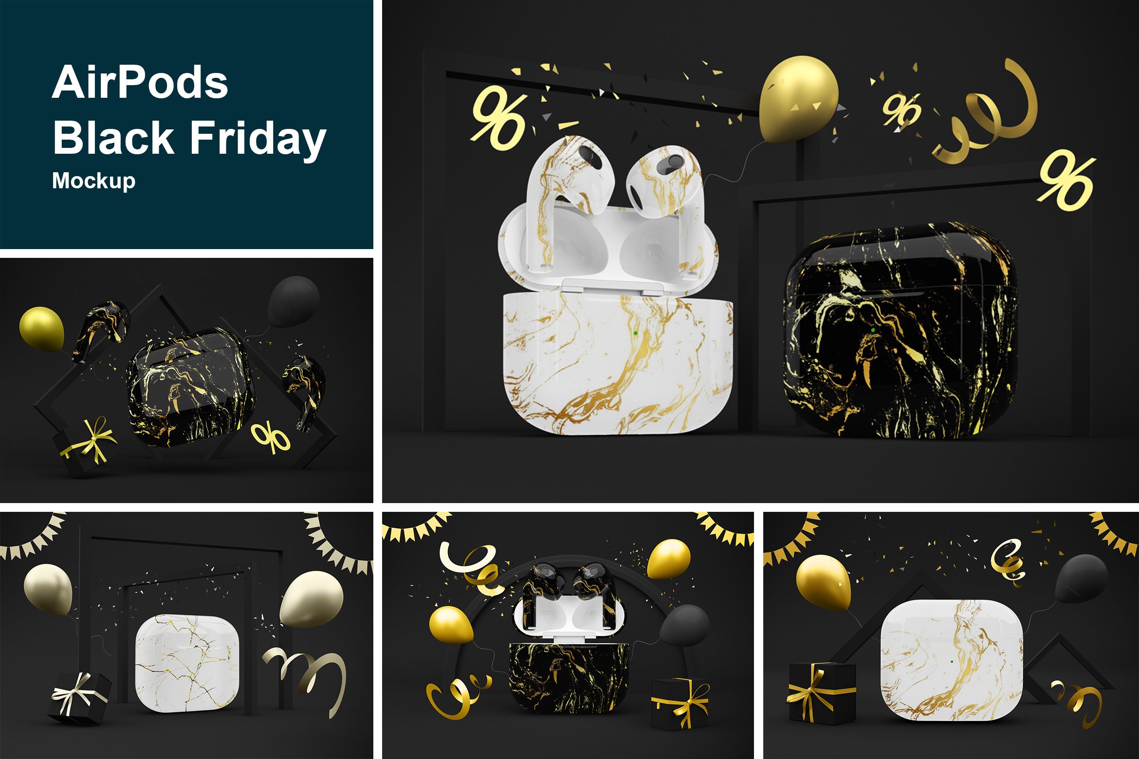 AirPods Black Friday Mockup cover image.