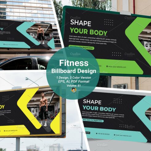 Gym Fitness Billboard Template cover image.