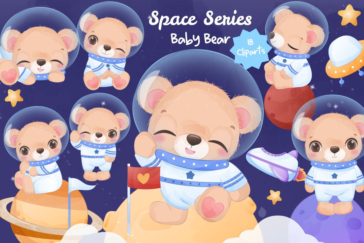 Space Series Baby Bear Clipart cover image.