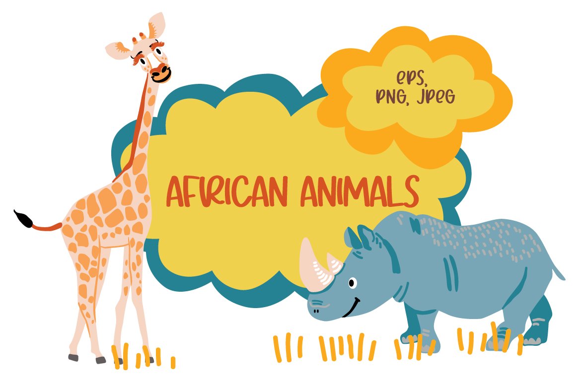 African animals clip art cover image.