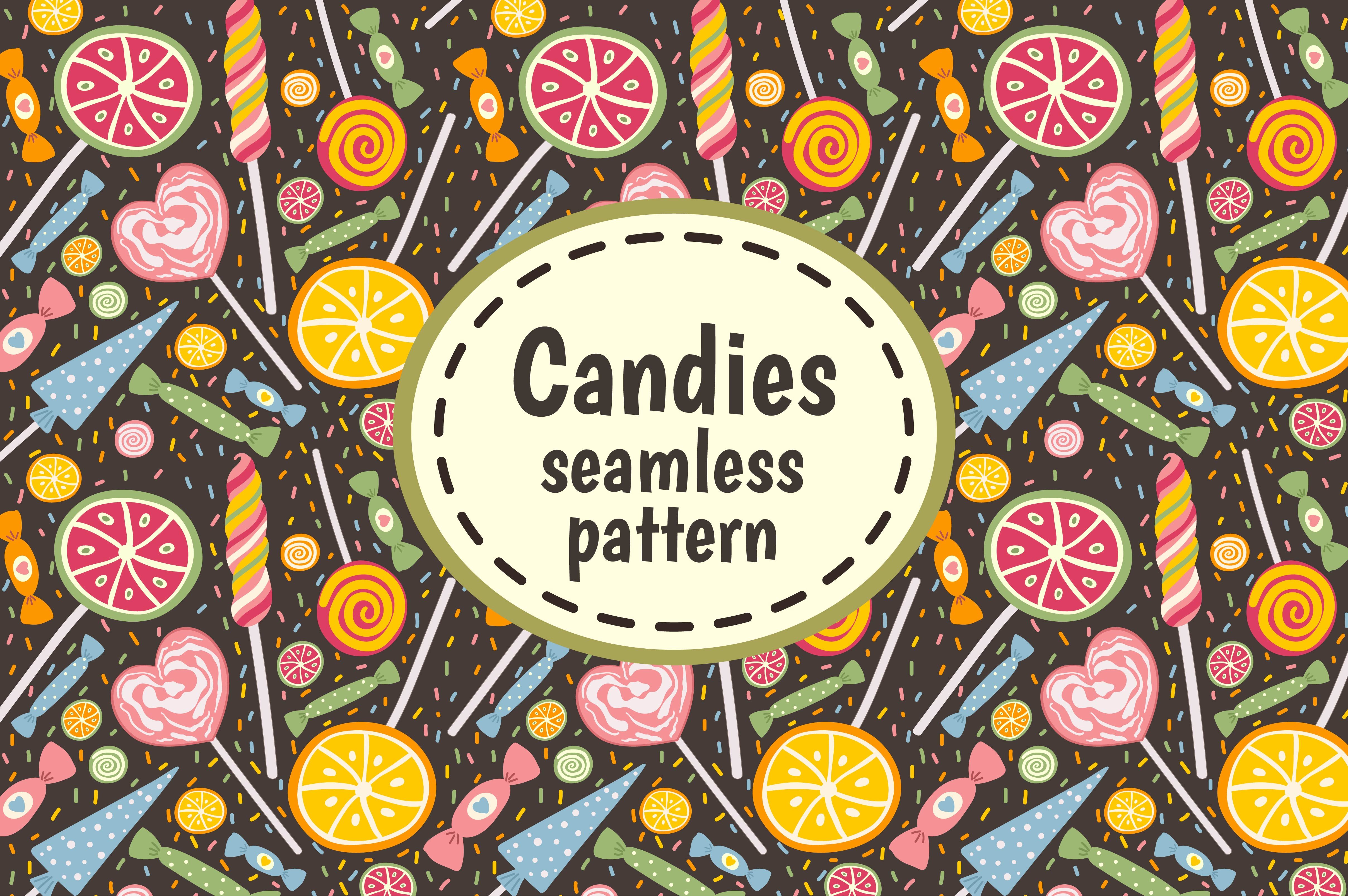 Candies and Sweets. Seamless pattern cover image.