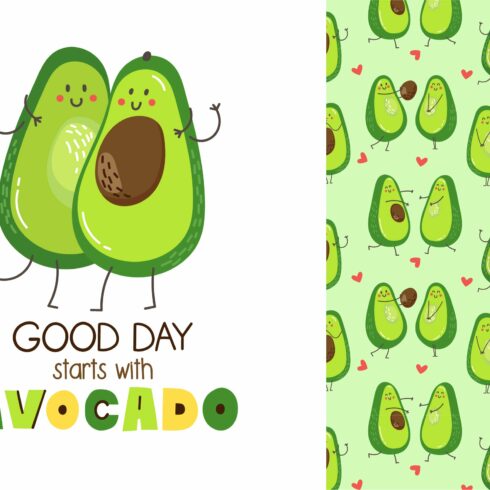 Avocado vector set cover image.