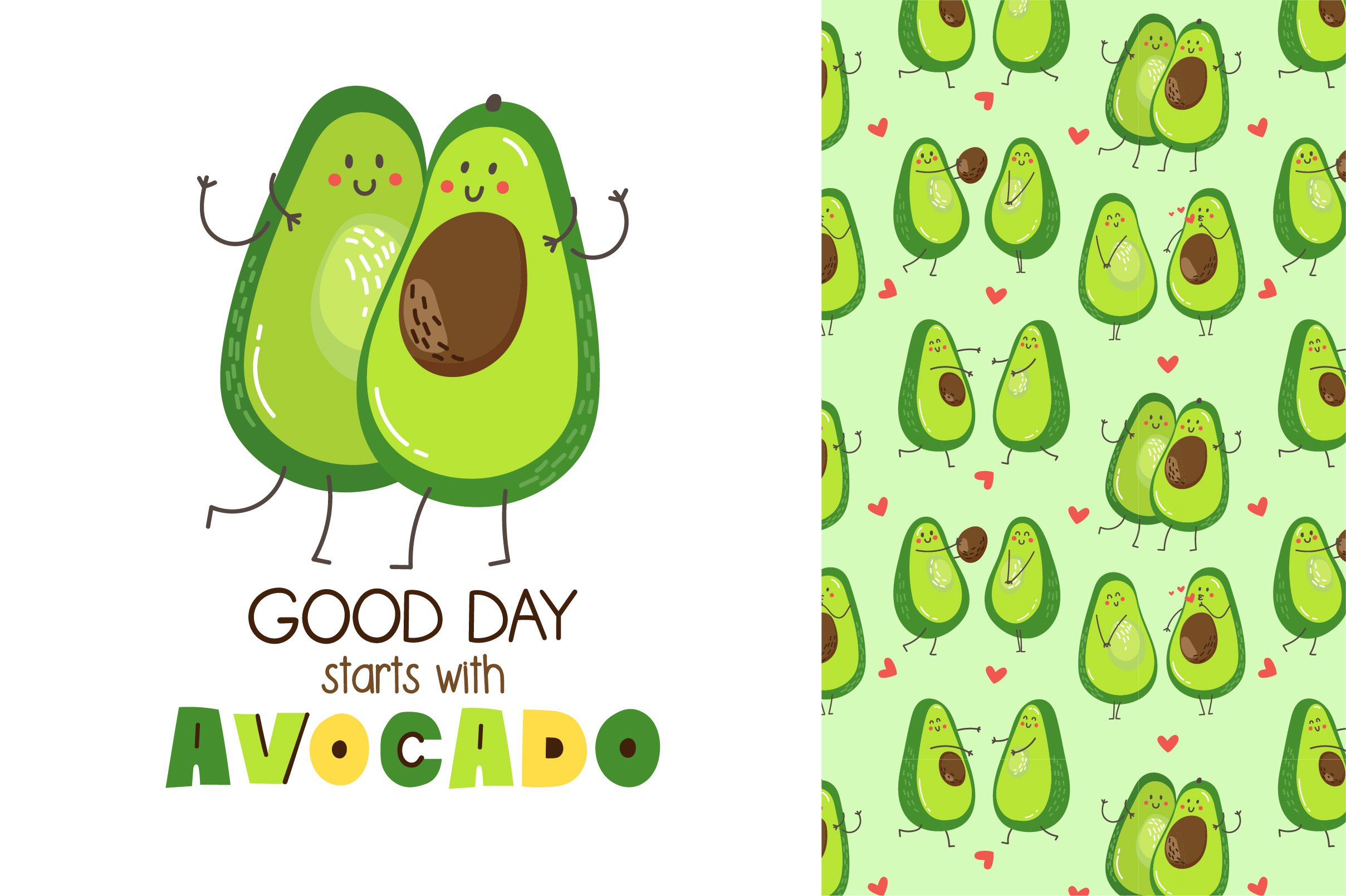 Avocado vector set cover image.