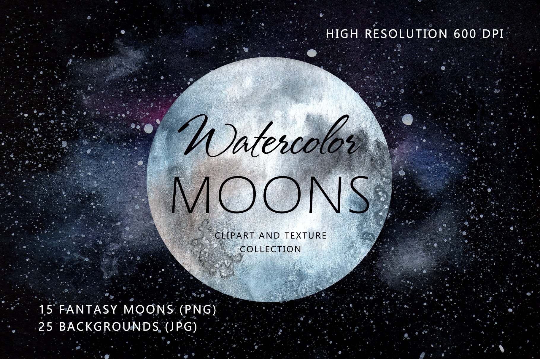 Watercolor fantasy moons cover image.