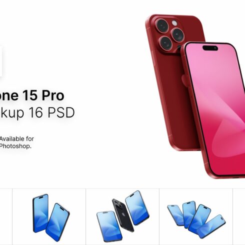 iPhone 15 Pro Mockups 16 PSD cover image.