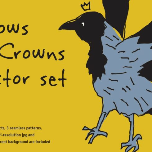 Crows in Crowns vector set cover image.