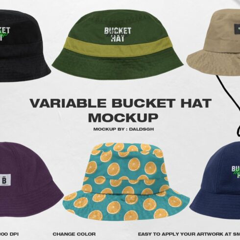 Variable Bucket Hat Mockup cover image.