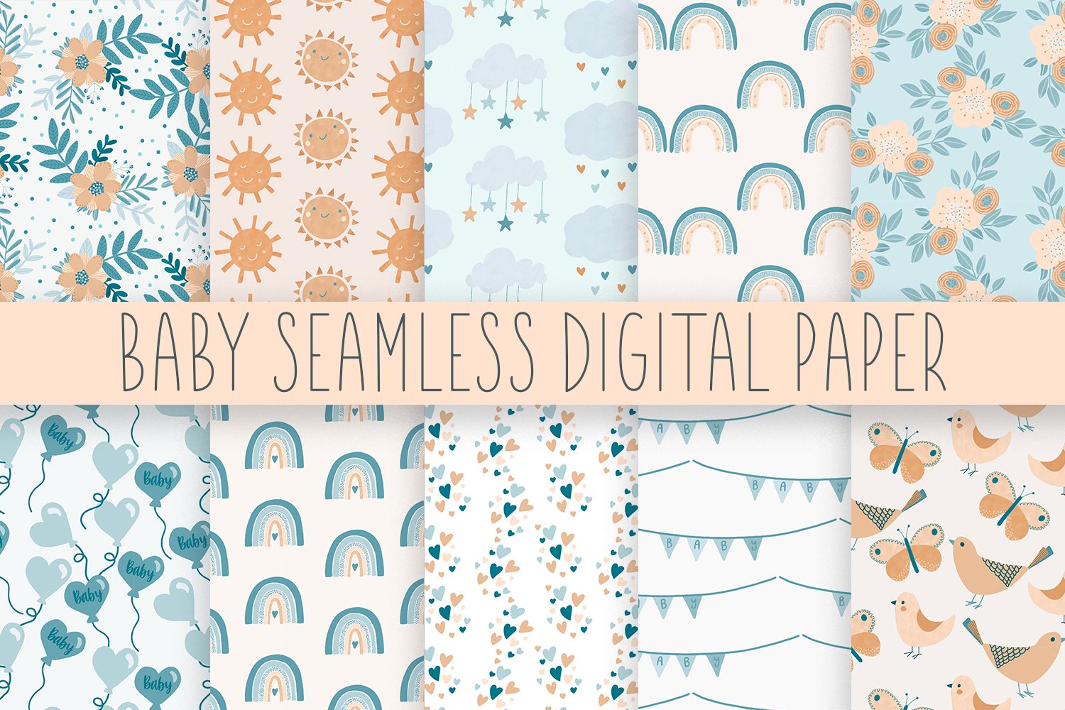 Baby Seamless Patterns Digital Paper cover image.