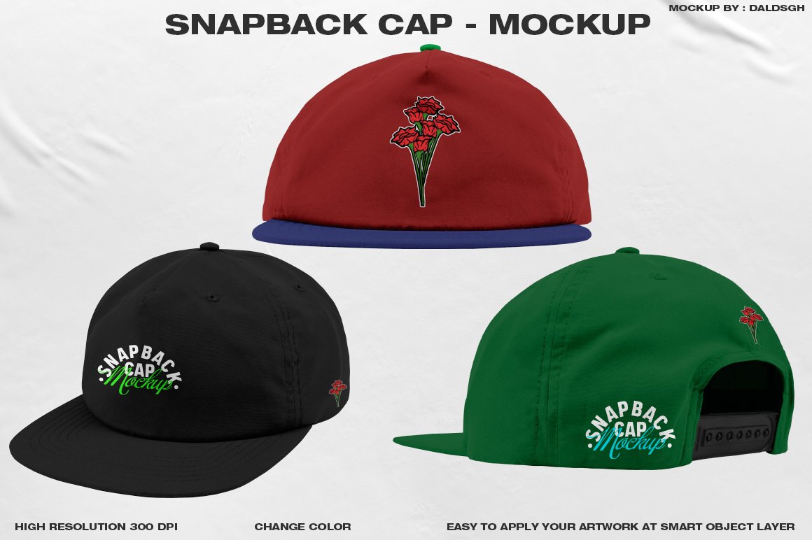 Snapback Cap - Mockup cover image.