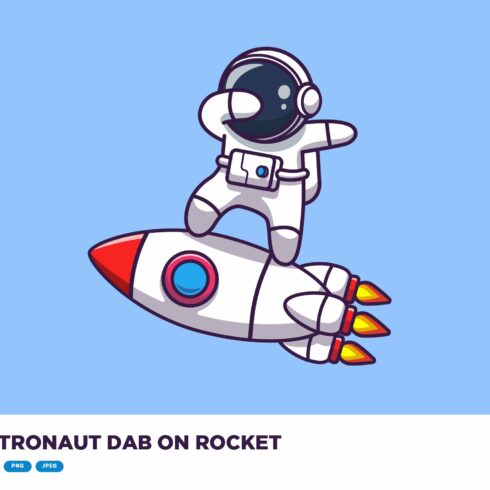 Cute Astronaut Dab On Rocket Cartoon cover image.
