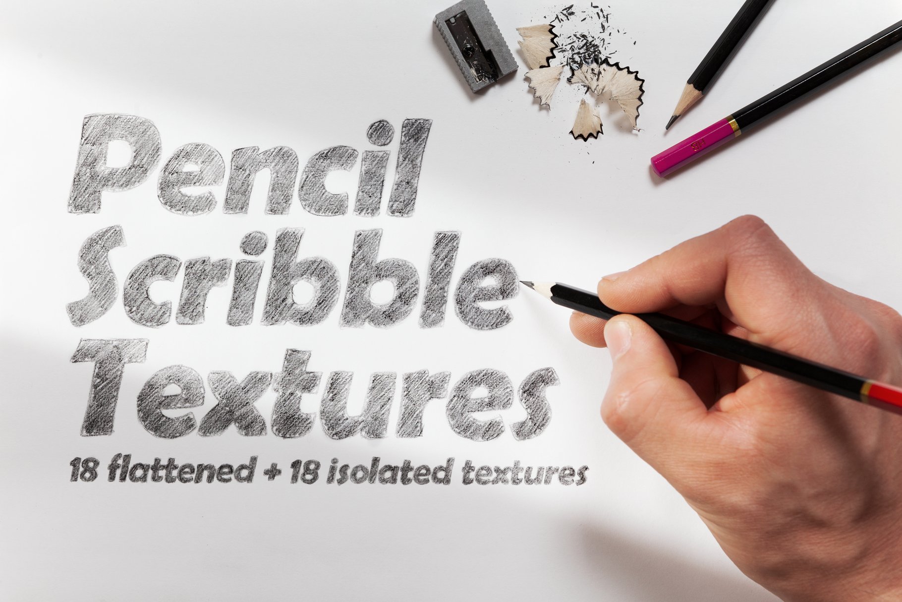 18 Pencil Scribble Textures cover image.