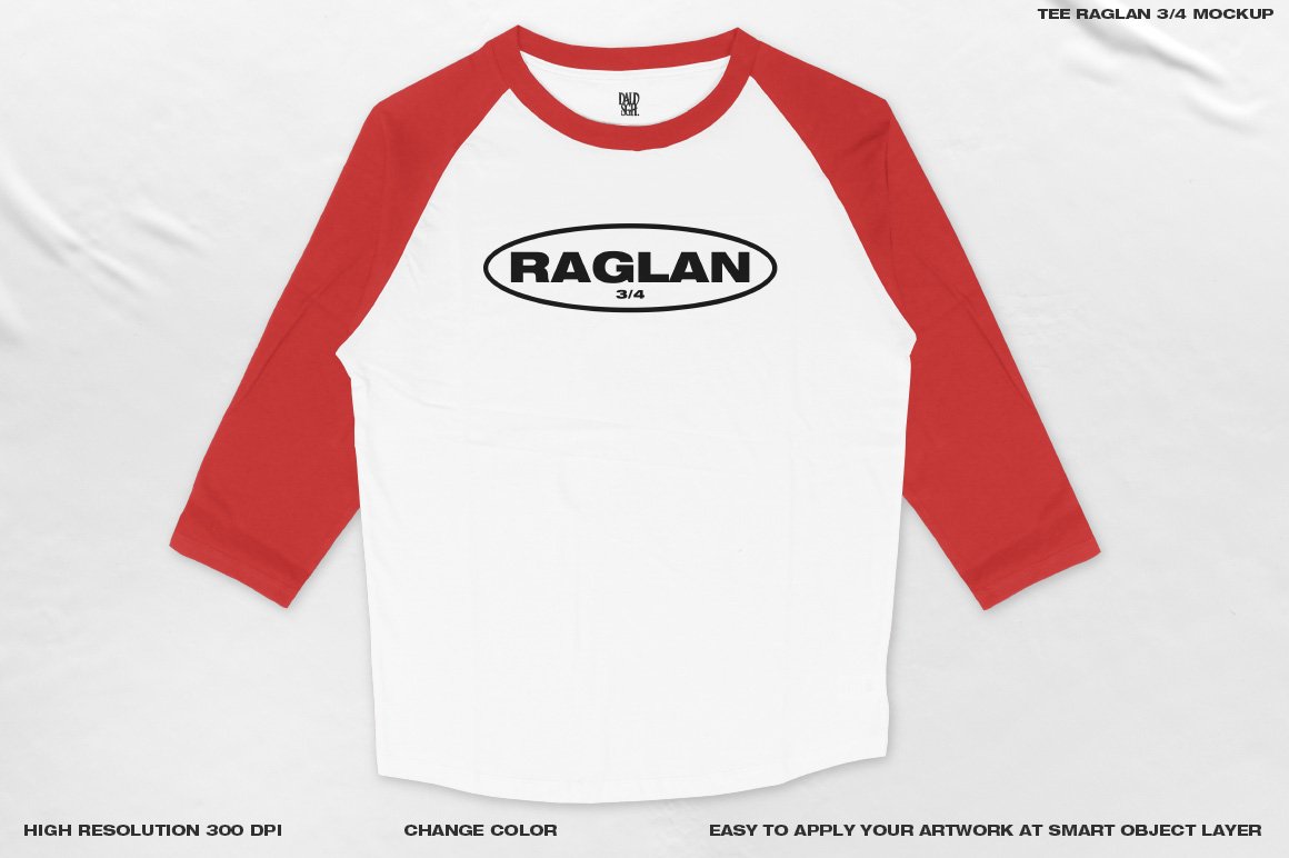 TEE RAGLAN 3/4 MOCKUP preview image.