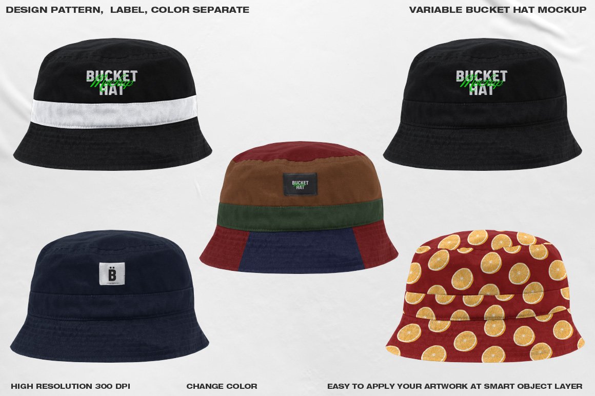 Variable Bucket Hat Mockup preview image.