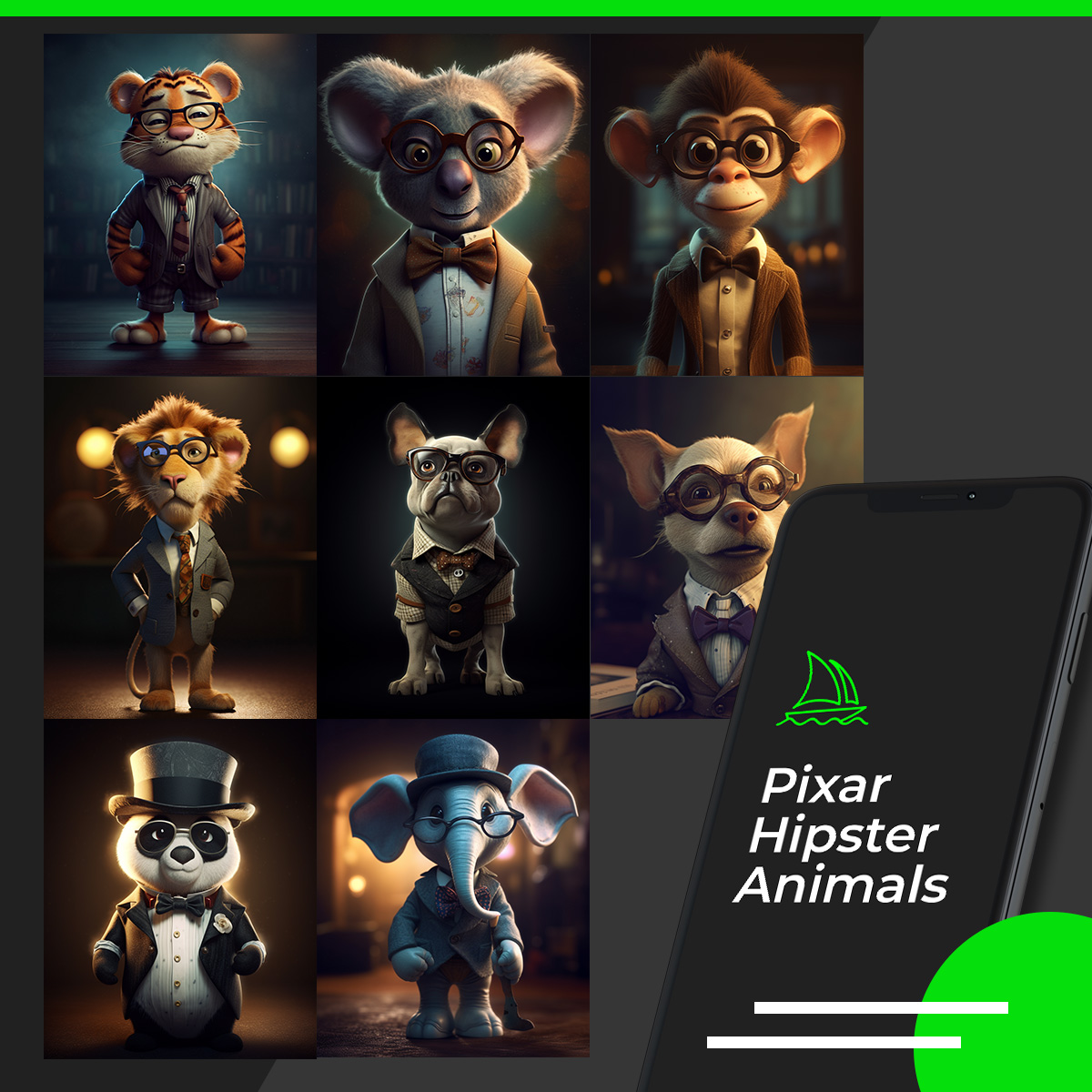 Pixar Hipster Animals Prompt cover image.