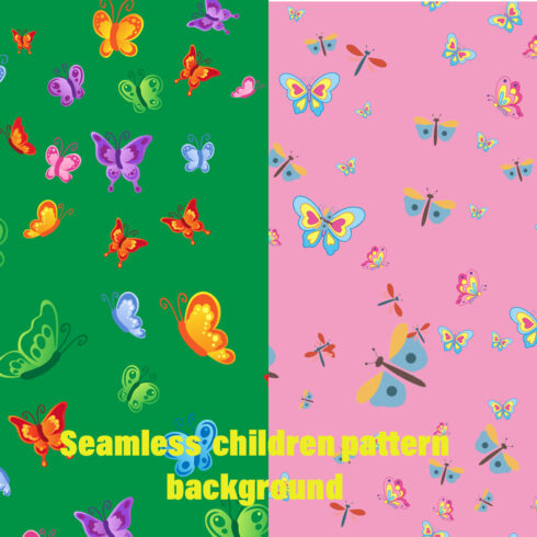 Seamless cute children pattern Butterfly background cover image.