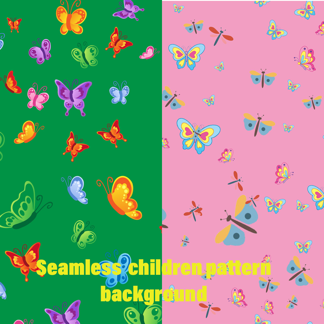 Seamless cute children pattern Butterfly background preview image.