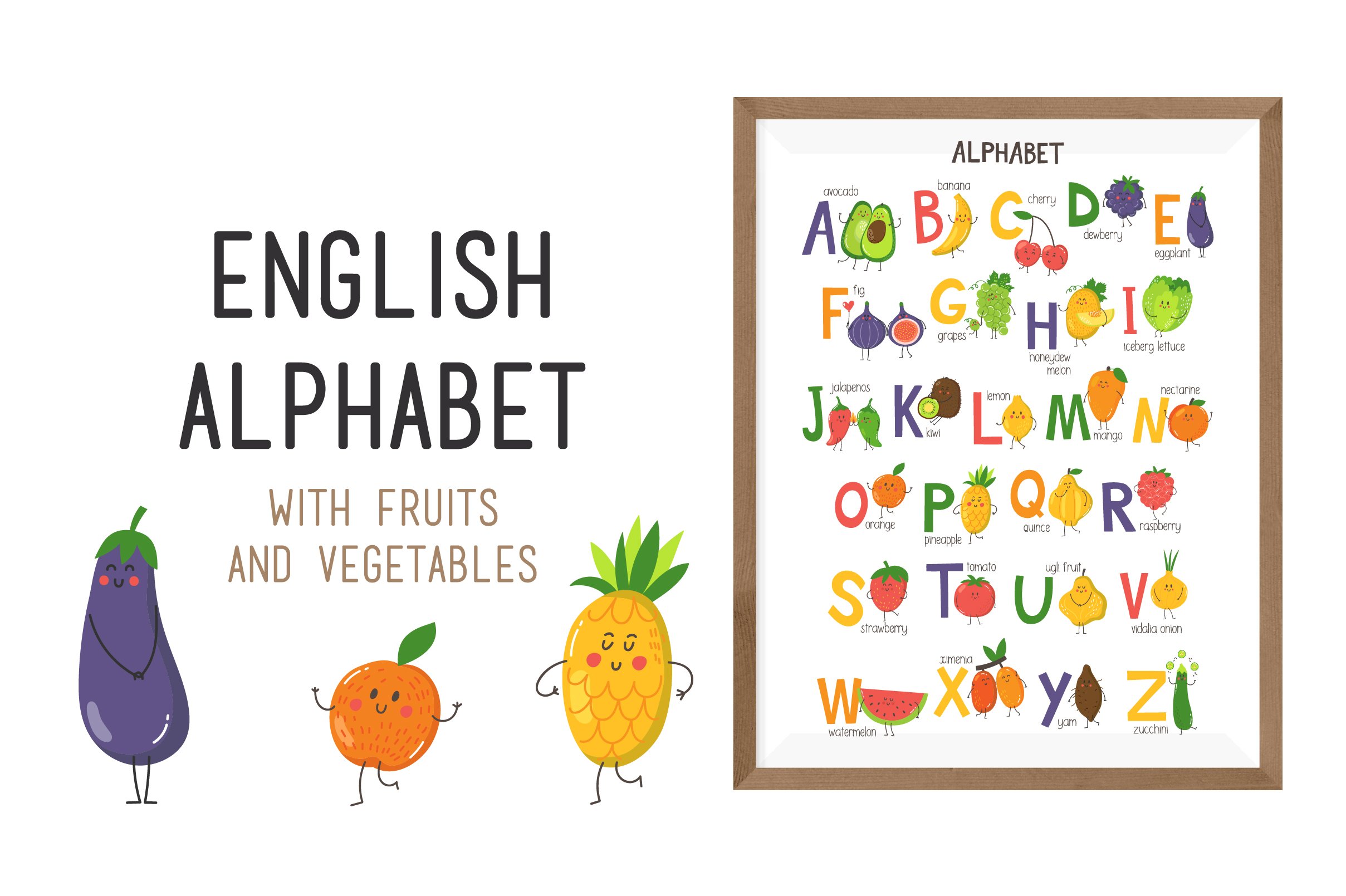 Vector fruits & vegetables Alphabet cover image.