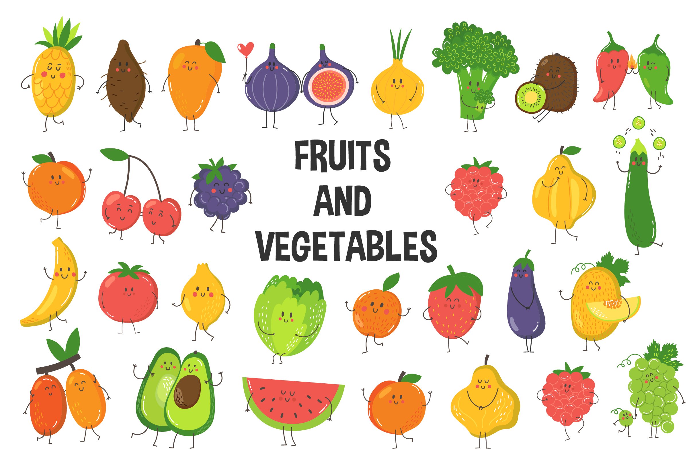 Fruits and vegetables set cover image.