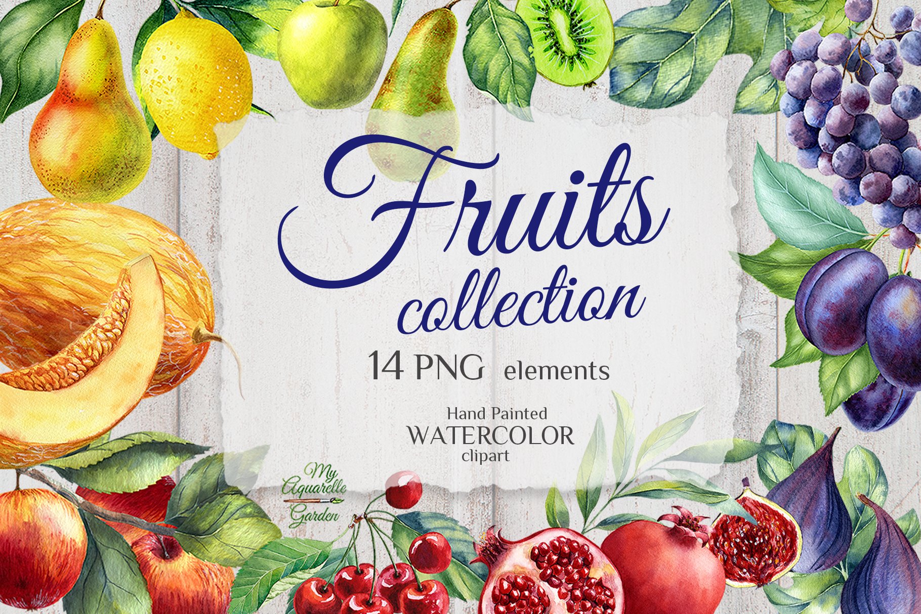 Watercolor fruits set cover image.