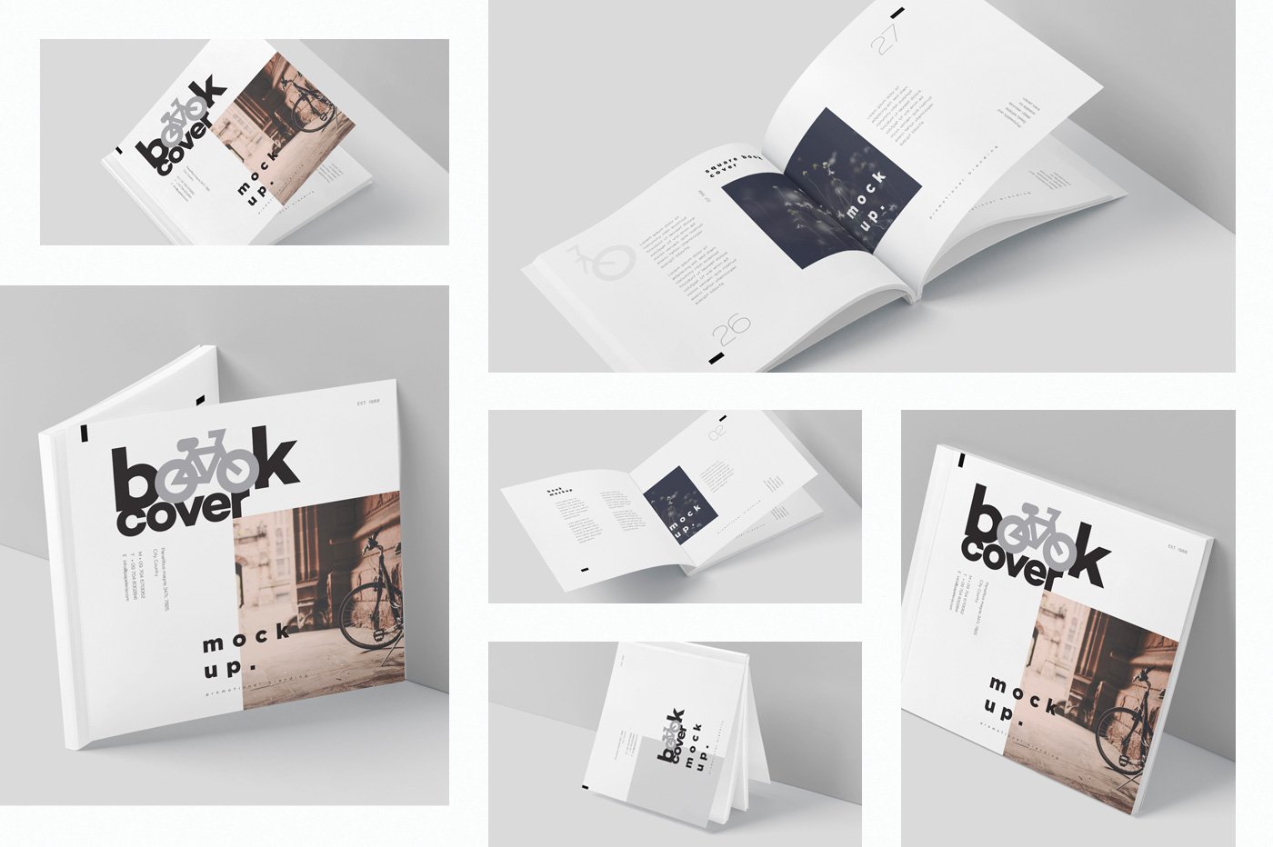 Square Book Mockups preview image.