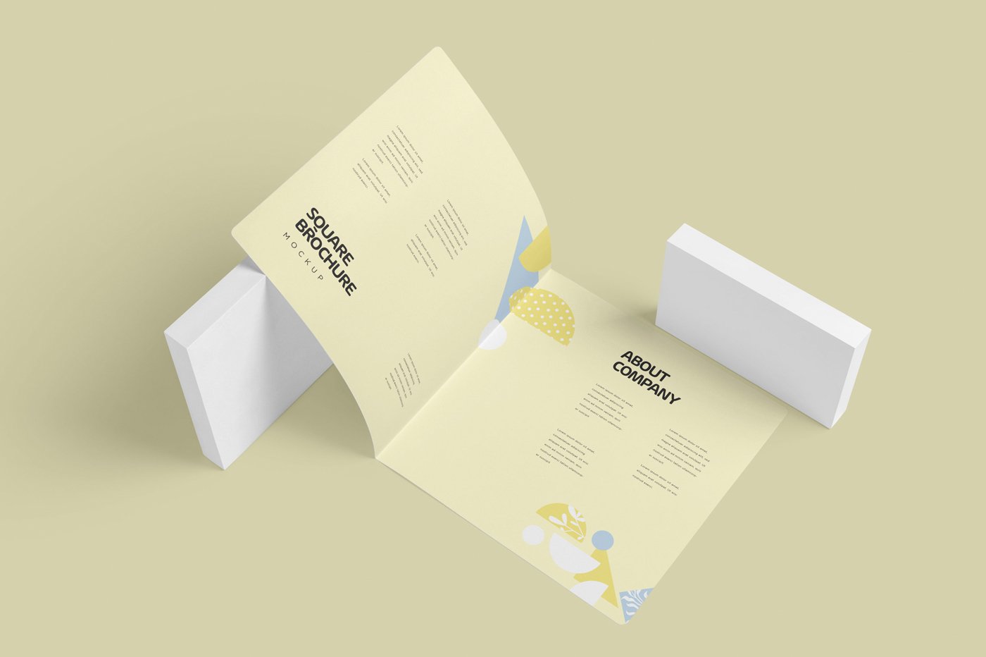 Two Fold Square Brochure Mockups cover image.