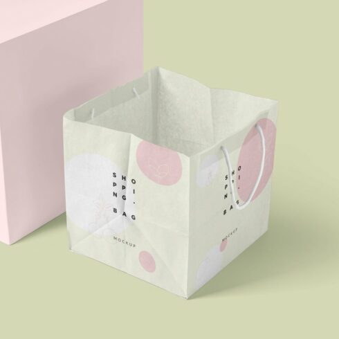 Square Paper Shopping Bag Mockups cover image.