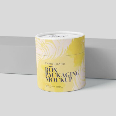 Round Cardboard Box Packaging Mockup cover image.