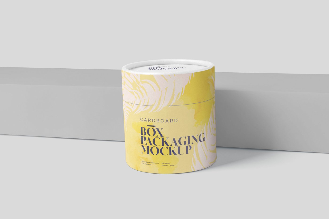 Round Cardboard Box Packaging Mockup cover image.