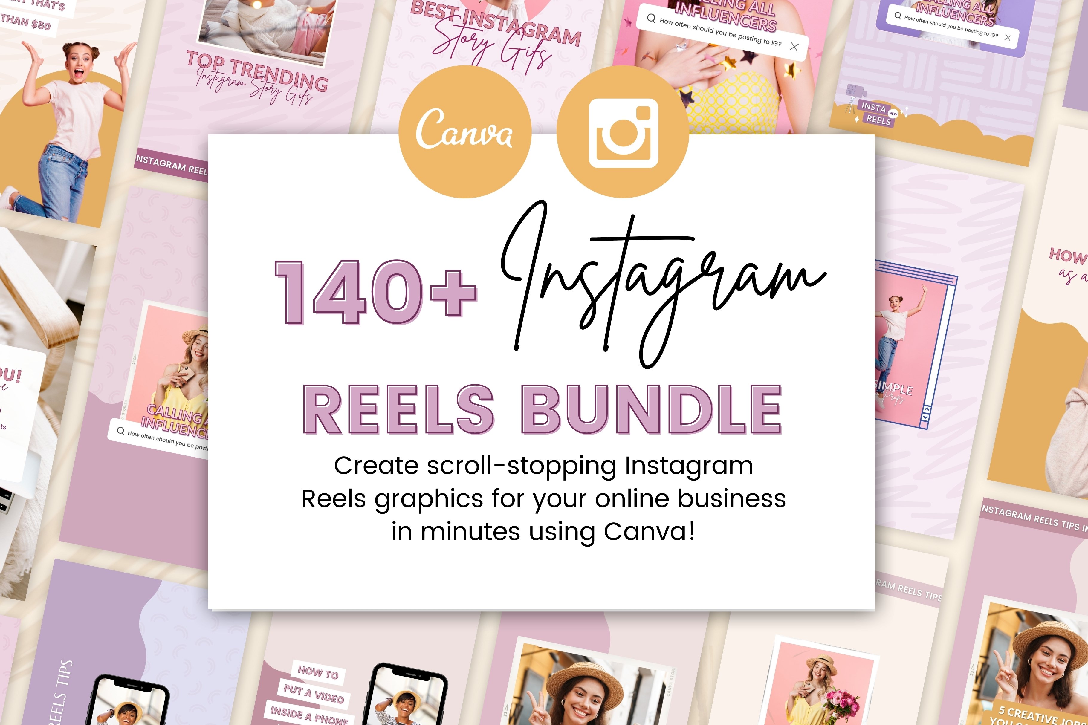 cover image customizable insta story reels instagram creator coaches engagement post template bundle canva creative market 402