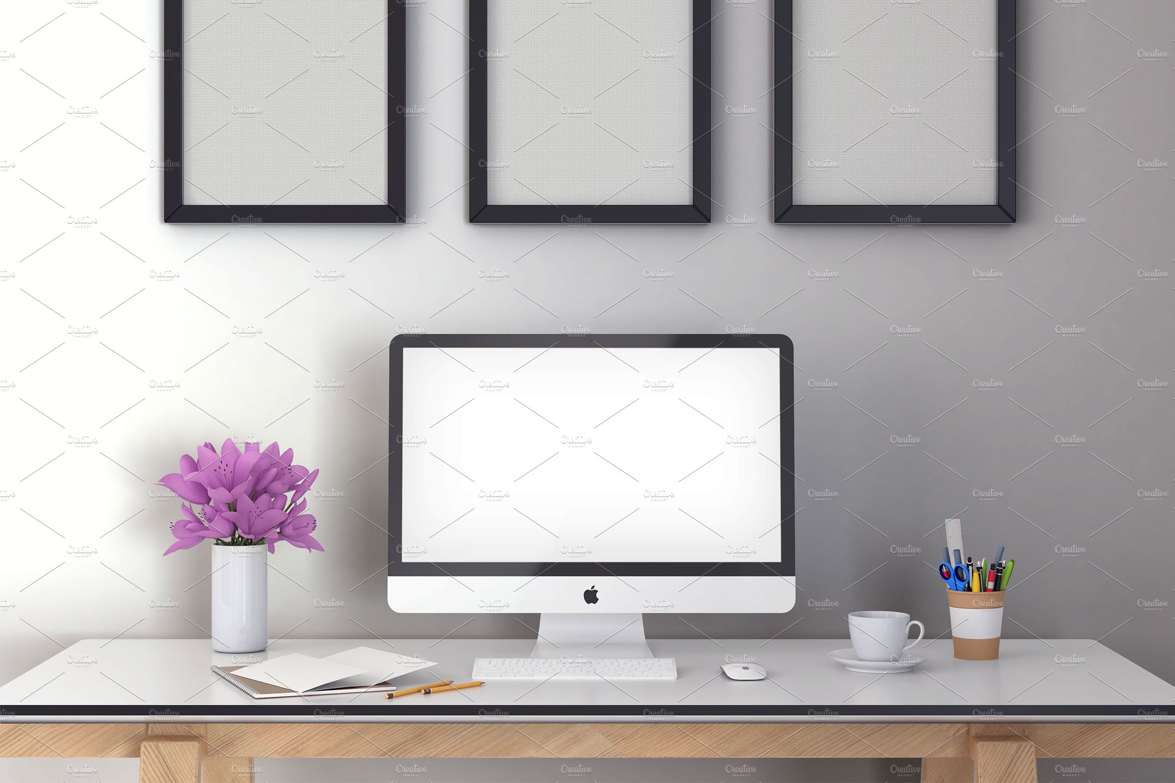 iMac Desktop Mockup vol. 01 preview image.