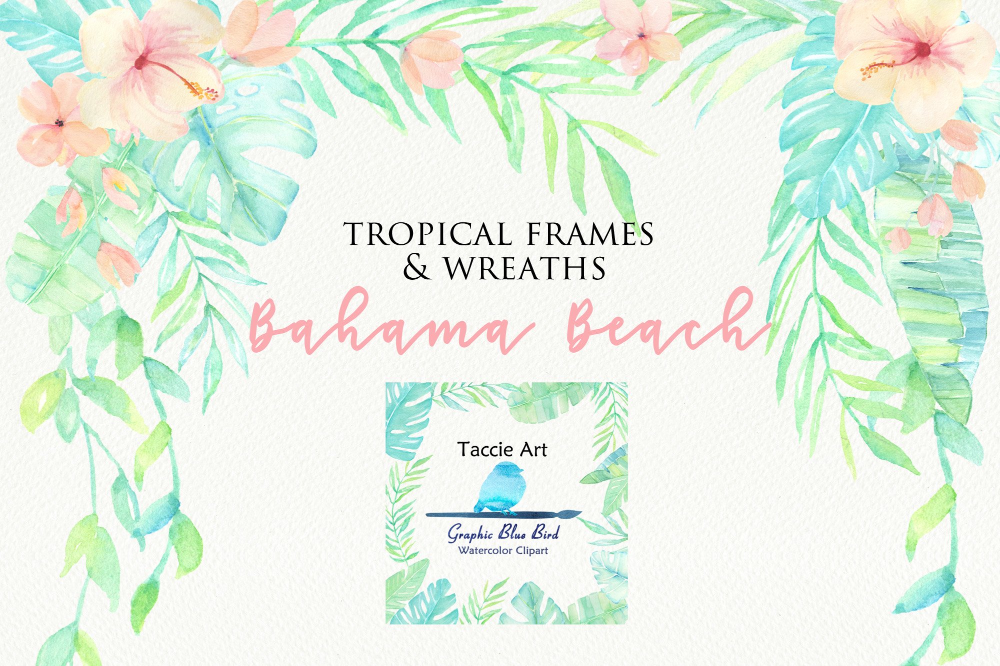 Bahama Beach Tropical Frames Clipart cover image.