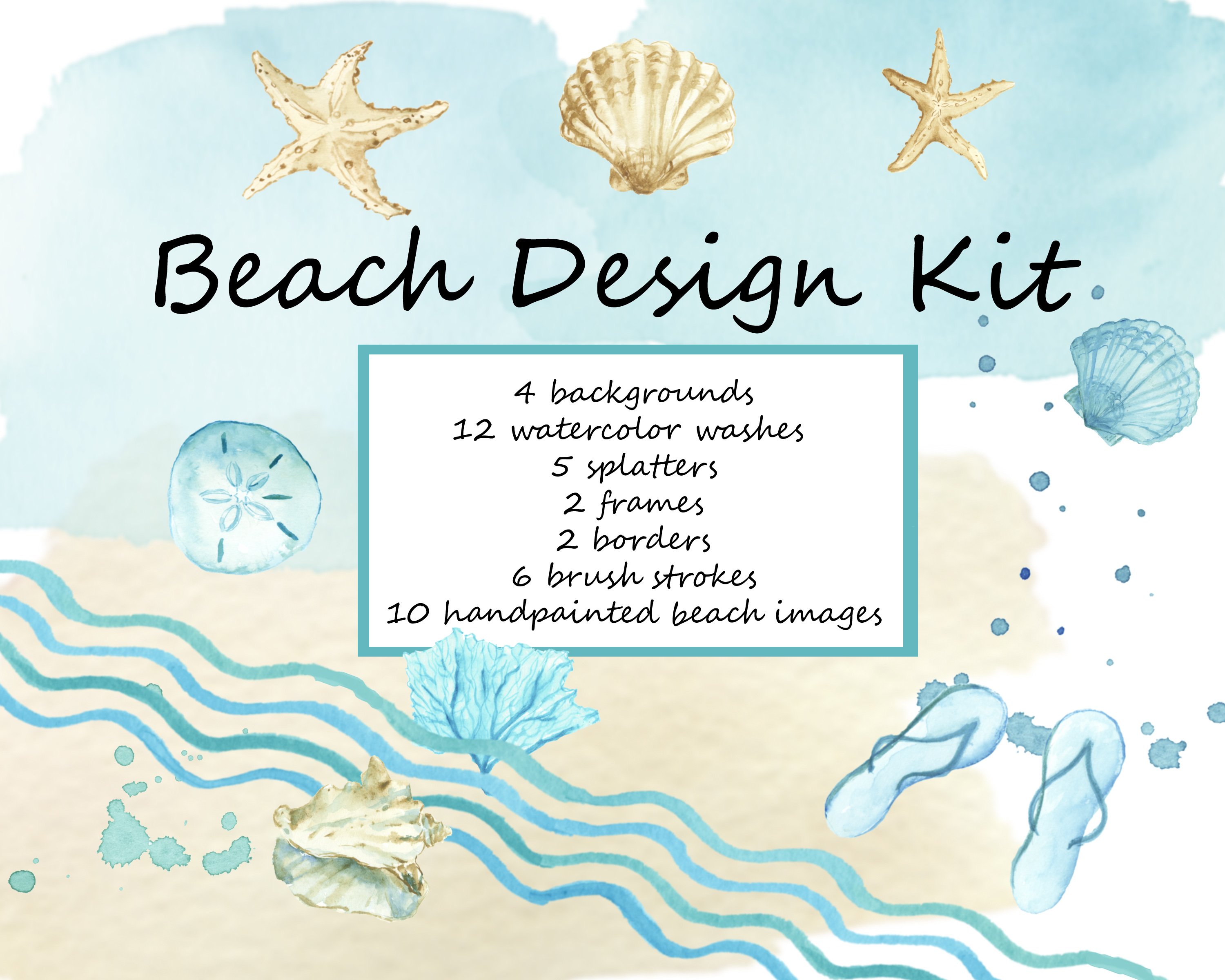Beach Blues Design Clip Art Kit cover image.