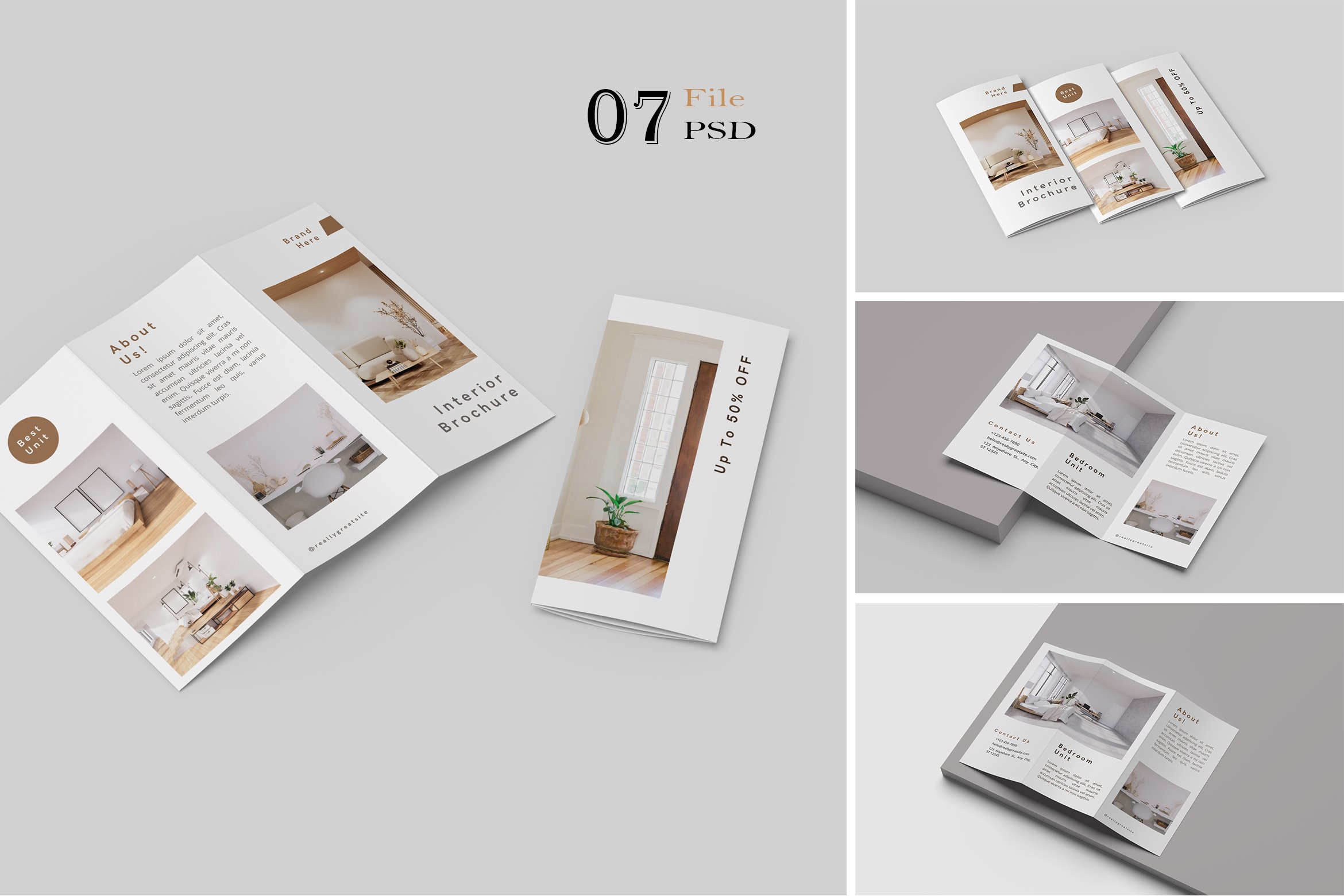 A4 Trifold Brochure Mockup cover image.