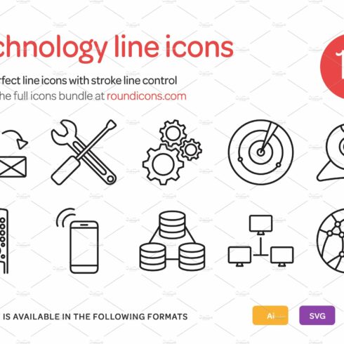 Technology Line Icons Set cover image.