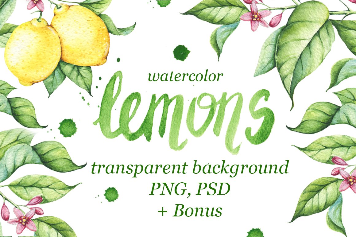 Watercolor Lemons Set cover image.