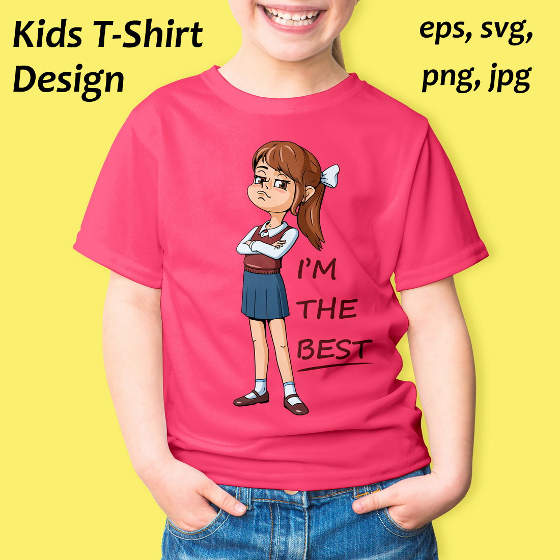 The Best Schoolgirl Sublimation Kids T-Shirt Design cover image.