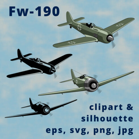 Fw-190 German Fighter Plane Clipart cover image.