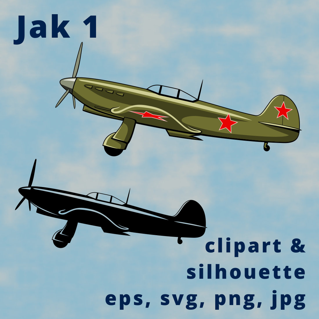 Jak-1 Soviet Fighter Plane Clipart cover image.