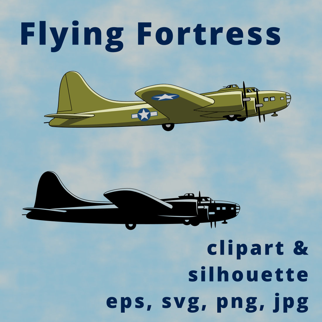 B-17 Flying Fortress USA Heavy Bomber Clipart cover image.