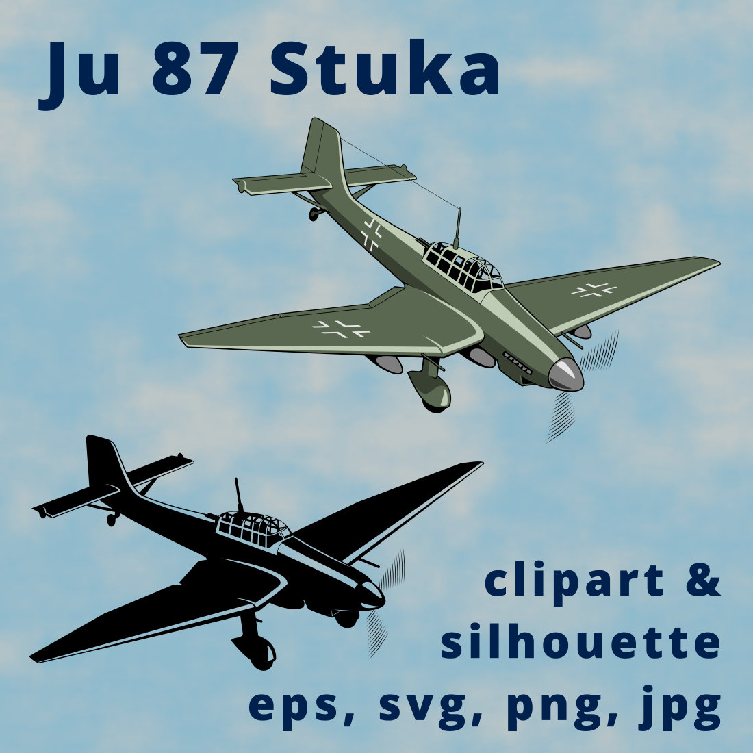 Ju-87 Stuka German Light Bomber Plane Clipart cover image.
