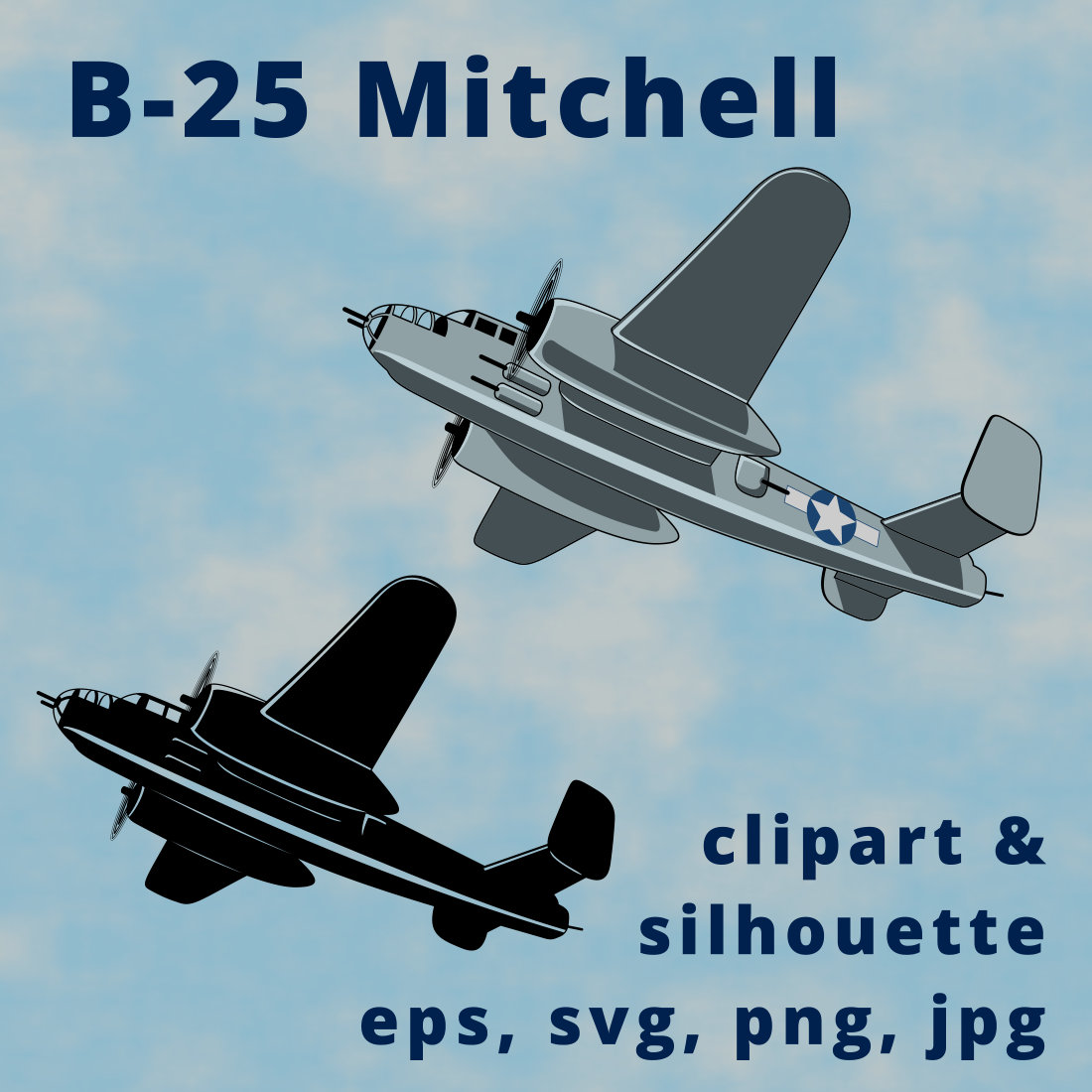 B-25 Mitchell USA Bomber Clipart cover image.