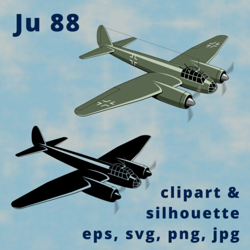 Ju-88 German Bomber Plane Clipart cover image.