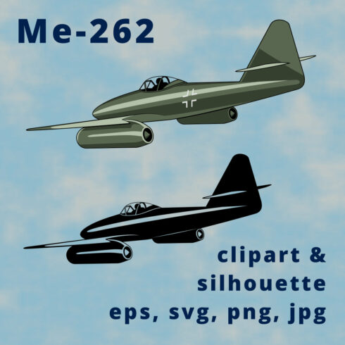 Me 262 German Jet Fighter Plane Clipart cover image.