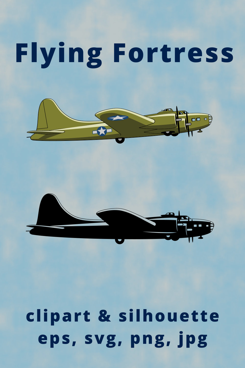 B-17 Flying Fortress USA Heavy Bomber Clipart pinterest preview image.