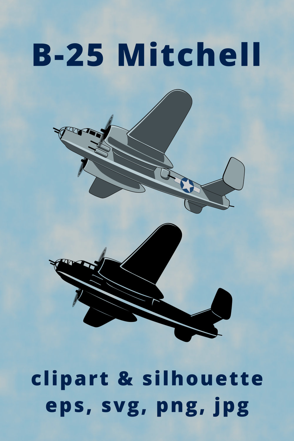 B-25 Mitchell USA Bomber Clipart pinterest preview image.