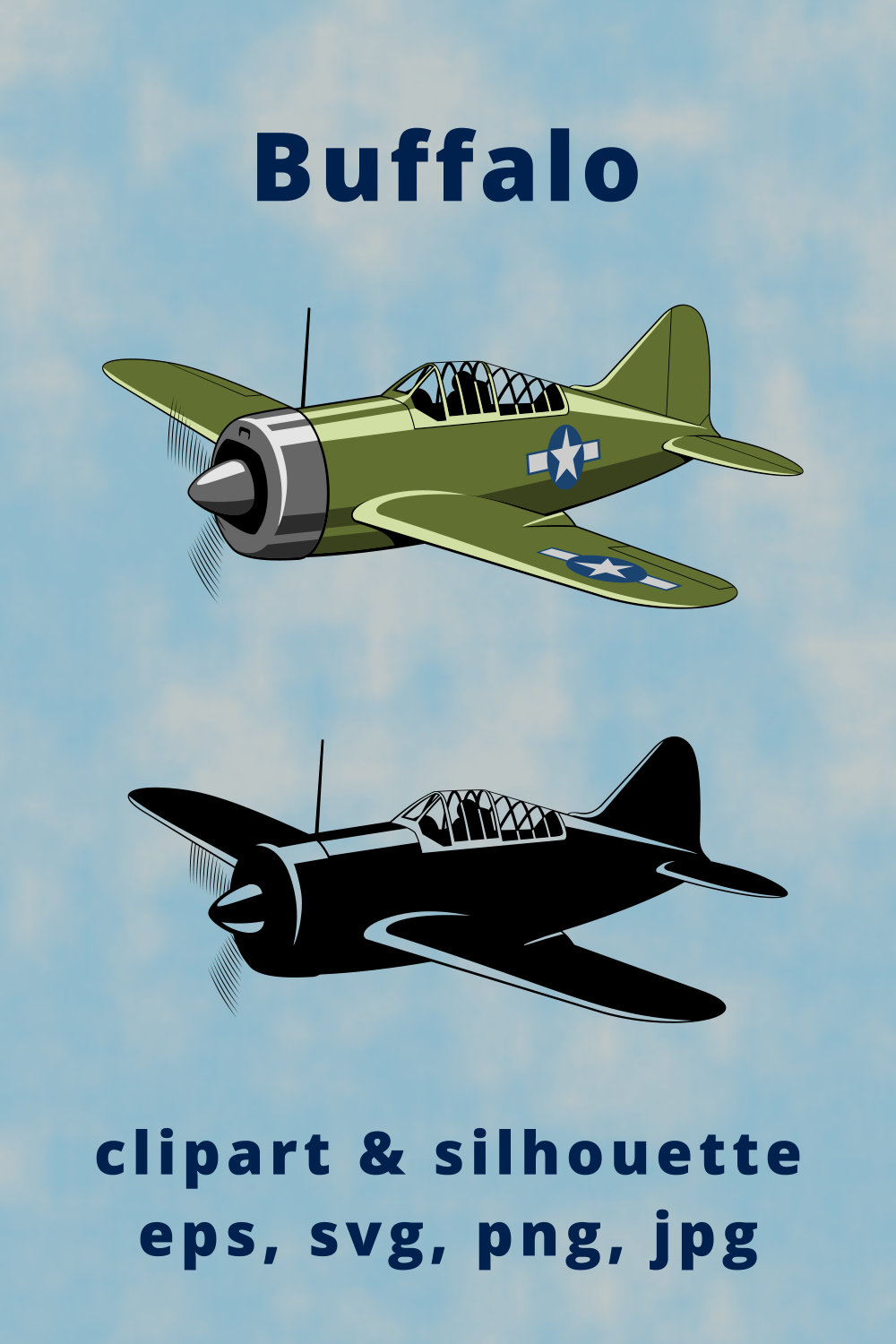 Buffalo USA Fighter Plane Clipart pinterest preview image.