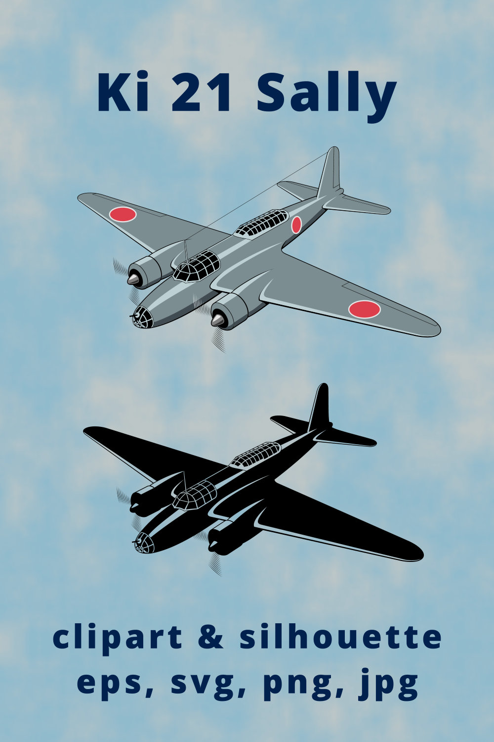 Ki-21 Sally Japanese Bomber Plane Clipart pinterest preview image.