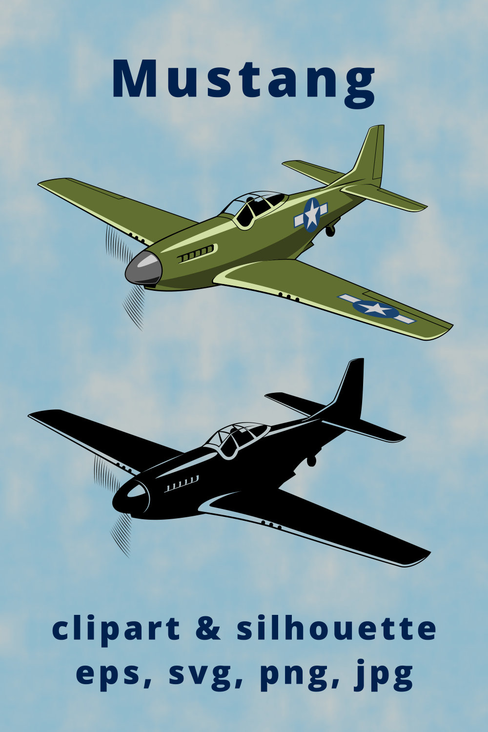 Mustang USA Fighter Plane Clipart pinterest preview image.